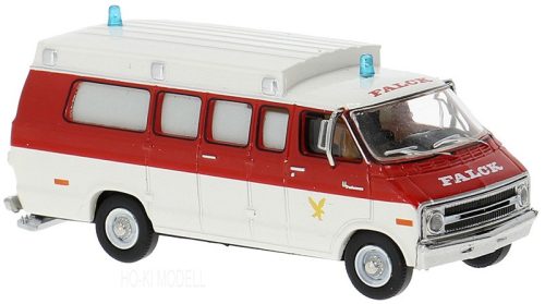 Brekina 18302 Dodge B 200 Ambulance " Falck" - 1975