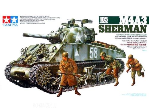 Tamiya 35251  M4A3 Sherman 105mm Howitzer + 3 figura