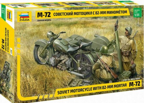 Zvezda 3651 Soviet motorcycle M-72 with 82-mm Mortar 