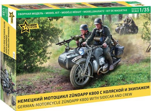Zvezda 3717 German Motorcycle Zündapp K800 With Sidecar And Crew