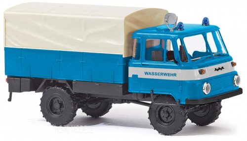 Busch 50252 Robur LO 2002A  Platós Ponyvás Teherautó "Wasserwehr"