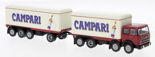 Brekina 5843 Fiat 691 Dobozos Teherautó Dobozos Pótkocsival "Campari"