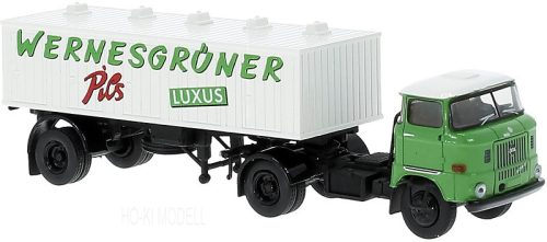 Brekina 71214 IFA W-50 Nyergesvontató Teherautó Sör Szállító Pótkocsival - Wernesgrüner Pils