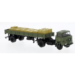   Brekina 71215 IFA W-50 Nyergesvontató Teherautó Platós Pótkocsi Rakománnyal - NVA