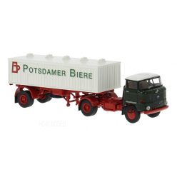   Brekina 71219 IFA W-50 Nyergesvontató Teherautó Sör Szállító Pótkocsival - Potsdamer Biere