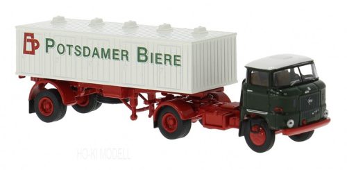 Brekina 71219 IFA W-50 Nyergesvontató Teherautó Sör Szállító Pótkocsival - Potsdamer Biere