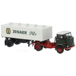   Brekina 71220 IFA W-50 Nyergesvontató Teherautó Sör Szállító Pótkocsival - Jenaer Pils